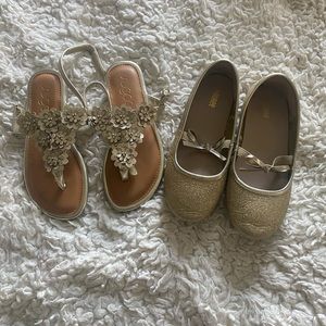 Girls classy golden shoes and sandals in good condition #shoes #girls